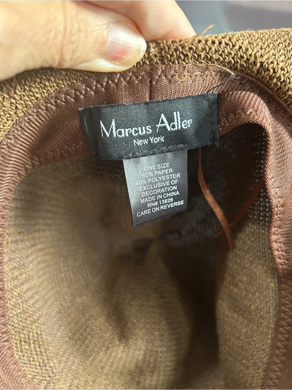 Marcus Adler NY Brown Open-Knit Packable Sun Hat – Like New